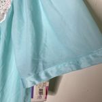 Kelly Reed Nylon Vintage Pajama Lounge Top Blouse Blue Embroidered Large Photo 2