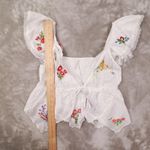 By Anthropologie Patched Hanky Babydoll Top Medium White Lace Embroidered Fairy Photo 4