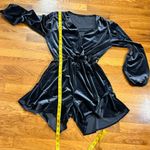 Fraiche by J Womens Small Blue Velvet Long Sleeve Ruffle Shorts Romper Retro Photo 3