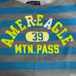 American Eagle  Womens Sweatshirt Pullover Boat Neck Striped Gray Blue Yellow Y2K Photo 1