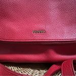 Fossil Fold Over Crossbody Red Pebbled Leather Peyton Photo 1