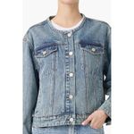 BLANKNYC Women's XS Denim Jacket Collarless Button Front Blue Jean‎ Photo 2