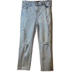 Kendall + Kylie Kendall + KY The Icon High Rise Denim Jeans Sz 9 Straight Leg Casual Distressed Photo 2
