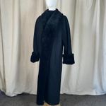 Vintage Black Wool Maxi Coat w/ Plush Faux Fur Collar & Cuffs Size 16 Photo 2
