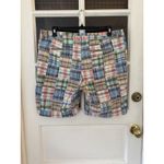 LL Bean Chino Shorts Madras Size 18 Favorite Fit Blue Patchwork Plaid Cotton Photo 4