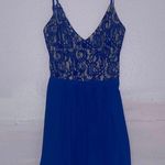 ZARA Blue Lace And Tan Romper Photo 0