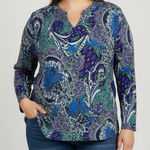 Maggie Barnes Colorful Floral Paisley Pullover 3/4 Sleeve Blouse Size 5X Photo 0