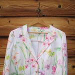 Leggiadro Floral Stretch Cotton Blazer Jacket White Size 8 Photo 3