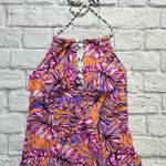 Salt + Cove Juniors High Neck Halter Tankini Top Hawaii Tropical Size M New Orange Photo 1