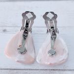 Vintage Clip On Earrings Pearlescent Light Pink Statement Retro 1 & 1/8" Photo 3