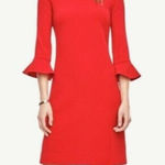 Ann Taylor  Factory Red Dress Size 6P Petite Bell Fluted Sleeves New Photo 0