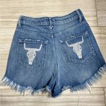 Show Me Your Mumu Distressed Denim Western High Waisted Shorts- Size 25 Photo 3