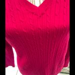 Eddie Bauer Red /Raspberry Vneck sweater top size medium Photo 2