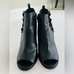 G by Guess Sleek Black Ankle Booties with Open Toes and Side Zipper Size 7M Photo 2