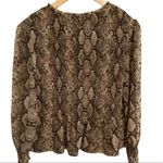 ZARA  Smock Ruffle Snake Print VNeck Sheer Blouse Long Sleeve S Brown Cream #3049 Photo 9
