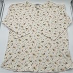 Disney Vintage Winnie the Pooh Floral Top Cotton Henley Pajama Shirt Women’s XL Photo 4