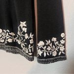 Neiman Marcus  Embroidered Sweater Blouse Top Black White Silk Cotton Size Small Photo 3