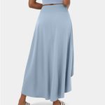 Halara  High Waisted High Low Ruffle 2-in-1 Flare Mesh Maxi Skirt Blue M Photo 2