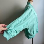Vintage 80s Aqua Dolman Sleeve Lightweight Cotton Jacket Button Pockets Large Photo 4