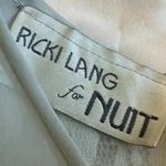 Ricki Lang For Nuit Vintage 1970s Lace Sheer Dress Pleated Size Large Women's Silver Photo 14