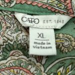 Cato Boho Smocked Paisley Button Down Shirt Green Pink Size XL Photo 12