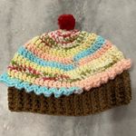 Handmade Crochet Rainbow Strawberry Cupcake Beanie Winter Hat Cozy Comfy Warm Photo 2