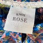 Knox Rose Blue Floral Paisley Front Tie Keyhole Ruffle Sleeve Top Medium Y2K Photo 1
