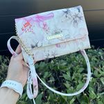 Betsey Johnson White/Gold Floral Small Crossbody Bag/Purse Adjustable Strap Photo 0