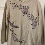 Style & Co Embroidered Cream Pullover Crewneck Long Sleeve Sweater Pl NWT Photo 0