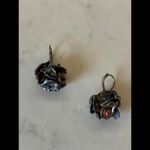 Vintage 80's Mother of Pearl Cluster Drop Earrings Black Photo 2