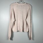 American Eagle Cable Knit Plush Henley Button Taupe Pink Cropped Sweater XS Photo 3
