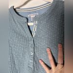 Carbon 2 Cobalt Cotton Ribbed Textured Henley Blue Long Sleeve Shirt Small Photo 1
