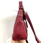 Cute Red Pleather Two Strap Crossbody Purse Bag Vegan Gold Hardware Pockets EUC Photo 2