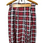 Susan Bristol Vintage Red Green Plaid Pleated Christmas Maxi Skirt USA Size 14 Photo 6