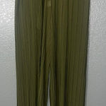 None Pleated Wide-Leg Pants with Tie Waist - Olive Green - [Med] Photo 0