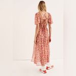 For Love & Lemons  FL&L Felicia Chiffon Midi Dress in Red Floral Size Medium Photo 1