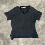 Joah Brown  Black Plunge V-Neck Tee Shirt S/M Modal Spandex Distressed Grunge EUC Photo 1