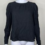 MNG Long Sleeve Gauze Keyhole Back Blouse Black Size 4 Photo 0
