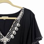 Max Studio Women’s Sz 3X Black White Shift Crochet V Neck Pullover Knit Dress Photo 3