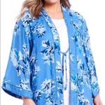 Allison Daley  indigo Blue orchid floral tie front kimono jacket Plus‎ Size OS Photo 0