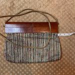 Saddle River Metallic Woven Wood Clutch 80's Y2K Moonlighting 90’s Unique Tan Photo 4