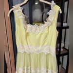 Vintage 1960s Nadine Lace Gown Union Made ILGWU Maxi Party Dress daisy flowers Yellow Photo 7