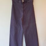 ZARA High Rise Wide Leg Marine Ankle Jeans Raw Hem Denim Purple Women's Size 2 Photo 3