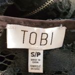 Tobi  Kiley Cropped Bell Sleeve Zip Back Lace Top Black S Photo 6