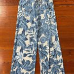 Beach Break Blue & White Floral Wide Leg Pull On Swim Coverup Pants Photo 6