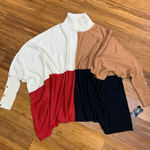 JM Collection  Womens Size XL Color Block Turtleneck Sweater Button‎ Sleeve NWT Photo 0