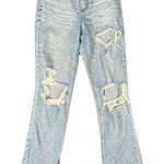 American Eagle Jeans Women 12 X- Long Curvy 90s Straight Leg Ripped Stretch Blue Photo 0