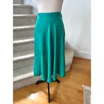 Source Unknown Vintage 90s Turquoise Green Floral Silk A-Line Midi Skirt Western Romantic Boho Photo 1