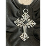 Beaudrm Tiered Mini Dress Size XL Black Sleeveless Halter Cross Pendan Tie Neck Photo 7