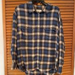 American Eagle Women’s Blue and White Plaid Autumn Flannel Sz M Photo 0